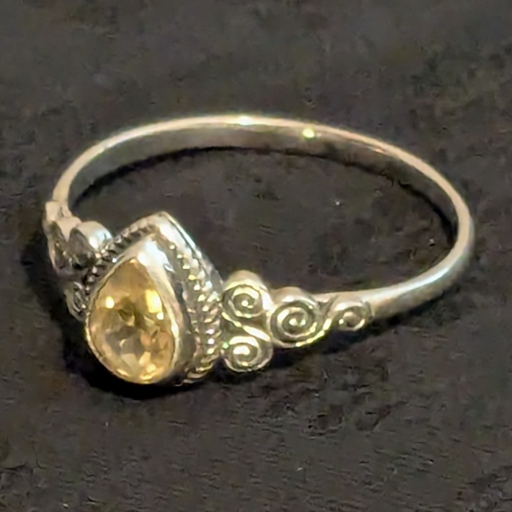 ๐ Solid Sterling Silver 925 Ring Genuine Citrine Ring Size 10.25 - Picture 2 of 8